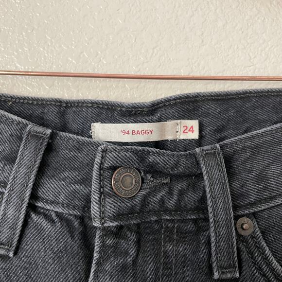 Levis Jeans Womens Size 24 Black 94 Baggy Relaxed Mid Rise Denim Y2K Gothic - Picture 9 of 11